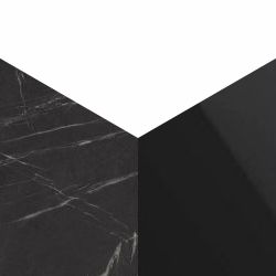 Kolor kominek Taravo W04 - biały mat / marmur czarny / czarny połysk